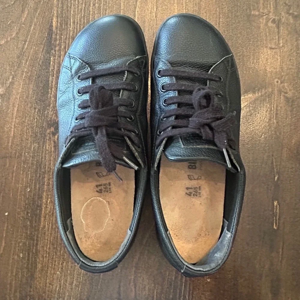 Birkenstock Bend Low Sneakers Mens 41 Black Leather Lace Up Shoes Comfort Casual